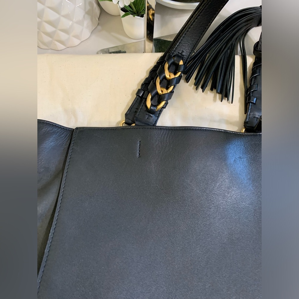 ππ TORY BURCH Brooke Leather & Suede Tote Handbag - Picture 13 of 15